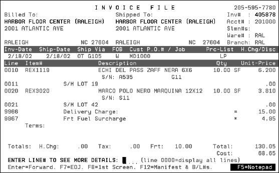 Invoice Inquiry - IVC 8